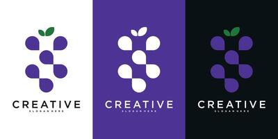 Grape logo design with unique shape. Premium vector