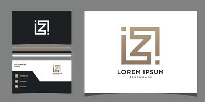 Initial letter Z logo with square and business card vector