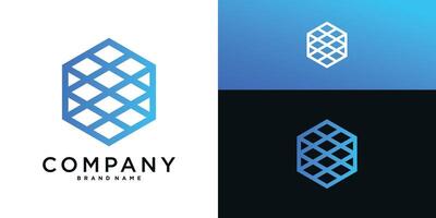 Hexagon logo design with unique line style. vector