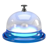 Sleek modern reception bell with translucent frosted glass and iridescent blue glow png
