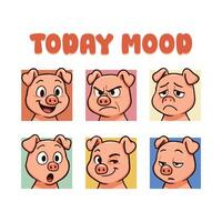 Piggy Expression Today Mood Clothing And Sticker Design vector
