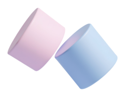 Pastel cylinders intertwine, creating harmonious abstract geometric design png