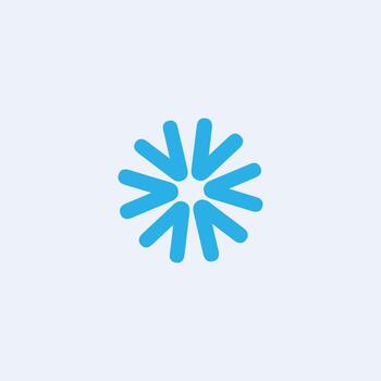 moderno resumen copo de nieve icono en azul - minimalista geométrico diseño, datos, nube informática, tecnología, invierno, limpio, sencillo logo vector