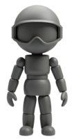 Gray robot figure, blank character, wears helmet and goggle png