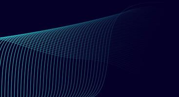 Dark Futuristic Abstract Background with Cyan Curved Line Mesh on Navy Blue vector
