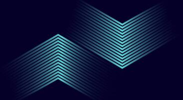 Blue Chevron Striped Abstract Background with V-Shaped Gradient Lines on Dark Navy vector