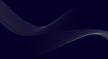 Dark Abstract Background with Smooth Flowing White Curved Lines on Navy Blue vector