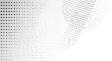Modern Abstract Background with Dotted Halftone and Curved Line Design in Gray and White vector