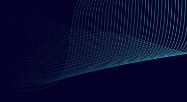 Blue Mesh Wave Abstract Background with Flowing Grid Lines on Dark Navy vector