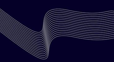 Dark Abstract Wave Background with White Flowing Curved Lines on Navy Blue vector