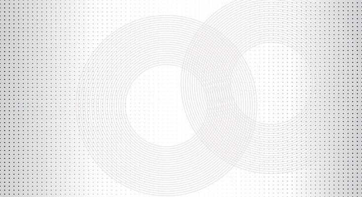 Geometric Circular Line and Dot Pattern Abstract Background in White and Gray Gradient
