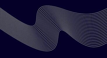 Wavy Line Abstract Background with White Curves on Dark Navy Blue vector