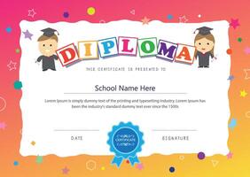 Preschool kids certificate design elementary diploma school background layout template vector