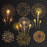 Colorful fireworks in various designs vector