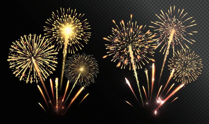 Golden fireworks explosion illustration