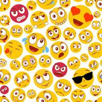 Colorful emojis with various expressions vector
