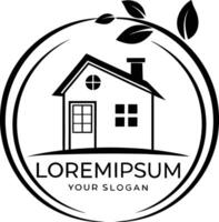 Eco friendly house logo design with leaves vector