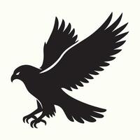 Black Silhouette of a Hawk in Flight Powerful Bird Wings Talons Soaring Predator vector