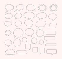 Grey Outline Speech Bubbles Starburst Shapes Set for Design Dialogue bubbles vector