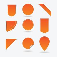 Nine Blank Orange Labels Gradient Shapes Stickers Tags Design Elements blank labels vector