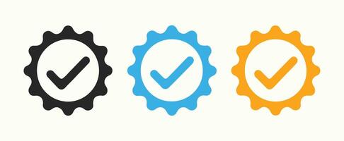 Three Checkmark Icons Inside Shapes check mark tick vector