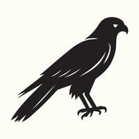 Black Silhouette of a Hawk Bird of Prey Standing Profile View vector