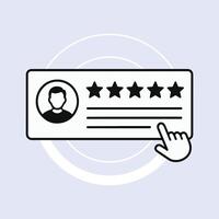 Black and White Five Star Customer Review Icon User Interface Feedback Rating Stars vector