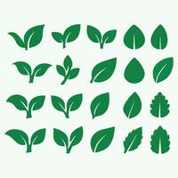 Green Leaf Icons Set Collection Diverse Shapes Simple Nature Symbols Ecology Plant Graphics vector