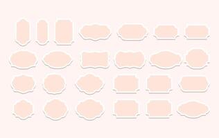 Blush Pink and White Decorative Frame Stickers Various Shapes Set decorative frames vector
