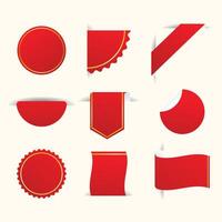 Nine Blank Red Gold Labels Templates Various Shapes Styles Circular Rectangular Banner vector