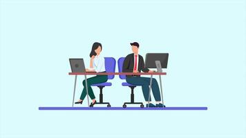 Animated oAffection in Office concept. Full length animated illustrations. High quality 4k footage video