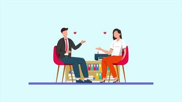 Animated of goal Affection in the Office man. Affection in Office concept. Full length animated illustrations. High quality 4k footage video