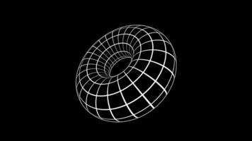 Torus Donut 3D Grid Animation Animated Mesh Loop with Smooth Rotation in Black Background video