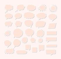 Blush Pink Speech Bubbles Starburst Stickers Blank Text Boxes Set vector