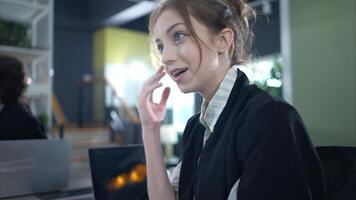 Portrait of businesswoman thinking and finding a good way to make a business plan,73 photo