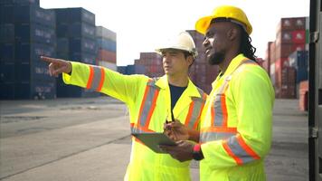 Engineers and technicians supervise and inspect the delivery of containers,85 photo