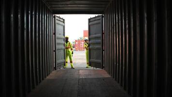 Engineers and technicians inspect the inside of containers and order repairs at the container manufacturing and storage site,67 photo