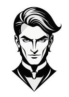 Man face with hair sides tapered short, long in the front and a deep side part in the 1920s hairstyle. vector