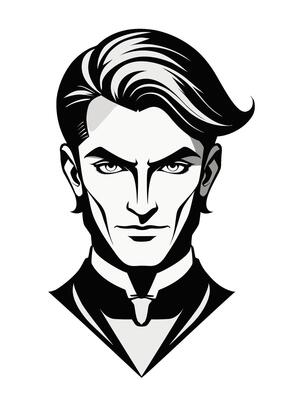 Man face with hair sides tapered short, long in the front and a deep side part in the 1920s hairstyle.