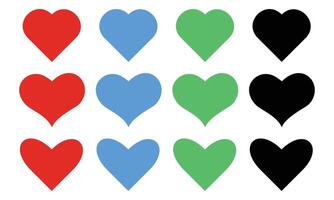 Different color heart and love set vector