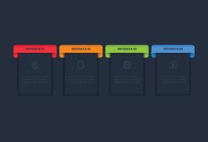 Creative concept for infographic with 4 steps, template for web on a black background. vector