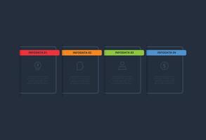 Infographic with 4 steps, for web on a black background. vector