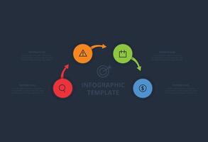 Infographic with 3 steps, template for web on a black background. vector