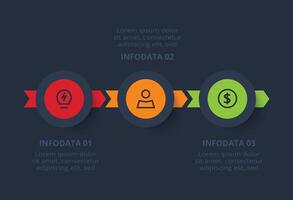 Timeline infographic with 3 elements, steps, options, parts or processes. Business data visualization. vector
