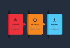 Business data visualization. Process chart. Elements of graph, diagram with 3 steps vector