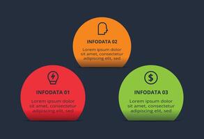 Business data visualization. Elements of graph, diagram with 3 steps, options, parts or processes vector