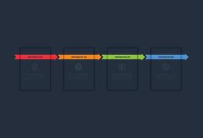 Timeline infographic with 4 elements, steps, options, parts or processes. Business data visualization. vector