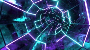Turquoise and Purple Neon Abstract Cyberspace Background VJ Loop in 4K video