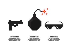 Minecraft concept for infographic with 3 steps, options, parts or processes. Business data visualization. vector