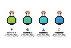 Minecraft concept for infographic with 4 parts or processes. Business data visualization.Minecraft concept for infographic with 4 options, parts or processes. Business data visualization. vector